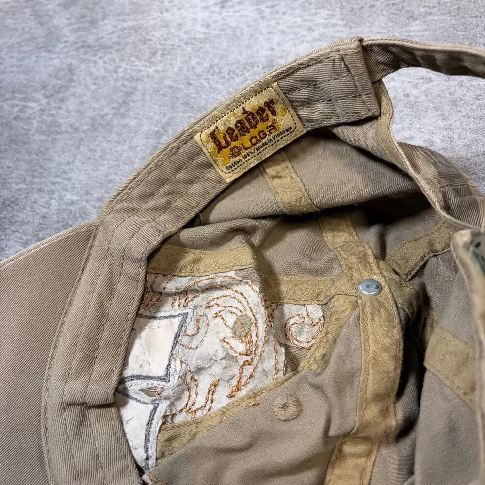 Tan Y2k Embellished Distressed Cap